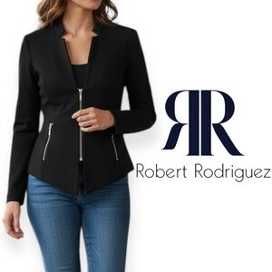 Robert Rodriguez black ponte knit moto jacket size S